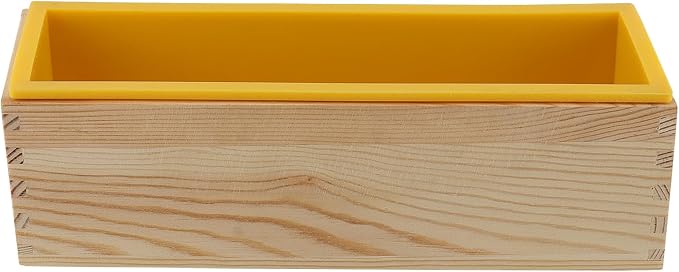 ZOENHOU 3PCS 42oz Soap Molds, Yellow Flexible Rectangular Silicone Soap Making Molds Kit with Wood Box DIY Tool Set for Soap Making Supplies