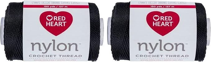 Red Heart Crochet Thread Black Crochet - 2 Pack of 0 - Nylon - Size 18-150 Yards - Knitting/Crochet