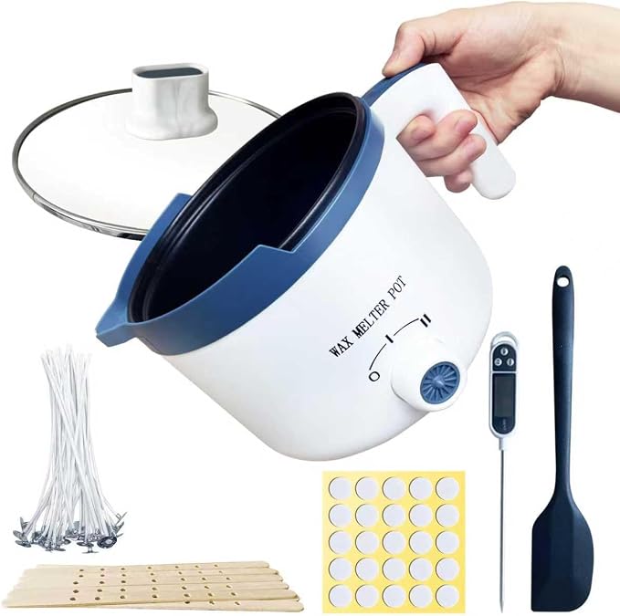 Ksedcon Electric Wax Melting Pot for Candle Making with Pouring Spout | Wax Melter Pot Kit Included Thermomelter Wicks, Wick Stickers, Centering Device, Stirring Spoon