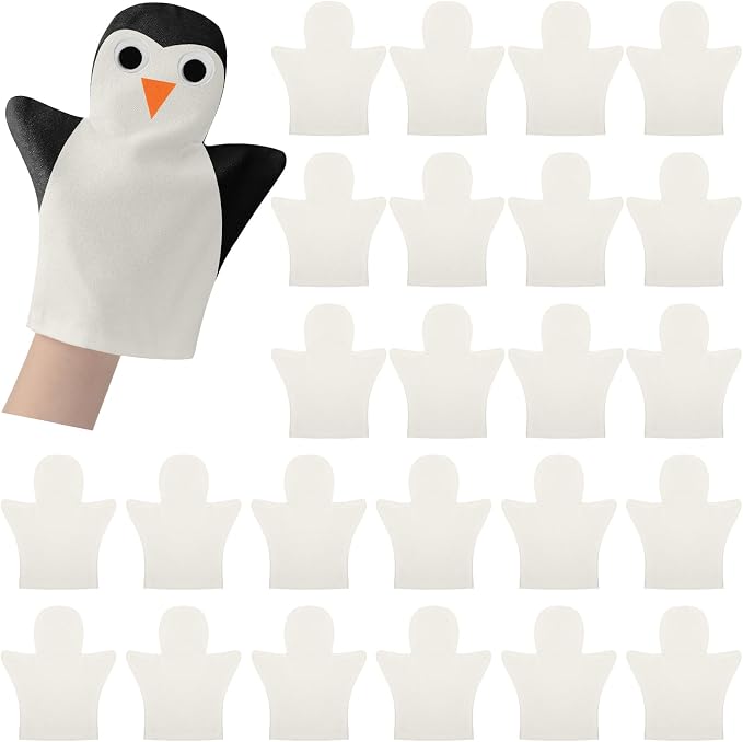 Soulchen 24 Pcs DIY Cotton Hand Puppet Kit 8 x 9.8 Inch Making Your Own Puppets Blank Fabric for DIY Crafting Storytelling Family Activities Art Party Supplies Creative Play Holiday Subject Gifts