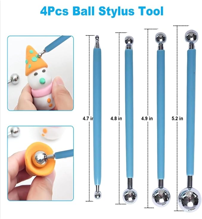 Basic Polymer Clay Tools, Clay Sculpting Tools Acrylic Roller Pin, Clear Rectangle Sheet Press Board, Double-Ended Pottery Carving Set for Beginner (15)
