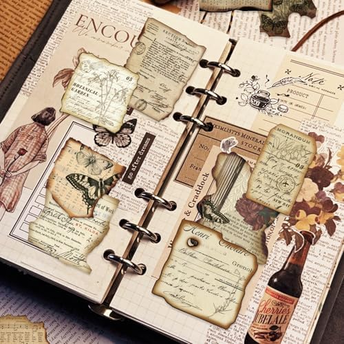 PRSTINCOL Vintage Journaling Stickers,Scrapbook Supplies for Planners,100Pcs Junk Journal Supplies with Antique Map Prints, Distressed Edges for Teenagers Adults
