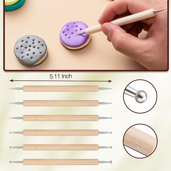 Amrules 10Pcs Double-Ended Stainless Steel Dotting Tools with Multiple Size | Lightweight & Versatile, Multiple Sizes for Precision Dots & Details, Ideal for Rock Painting, Pottery, Nail Art, and More