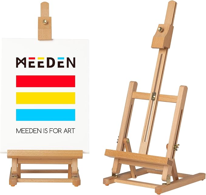 MEEDEN H-Frame Tabletop Easel for Painting: Adjustable Desktop Easel | Painting & Display Table Top Easel Stand - Hold Canvas up to 16" Sturdy Beech Wood Table Art Easel for Adults, Beginners
