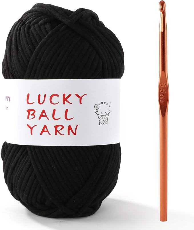 Yarn for Crocheting,100g Soft Yarn for Crocheting,Crochet Yarn for Sweater,Hat,Socks,Blankets(Black with 1 Crochet Hook)