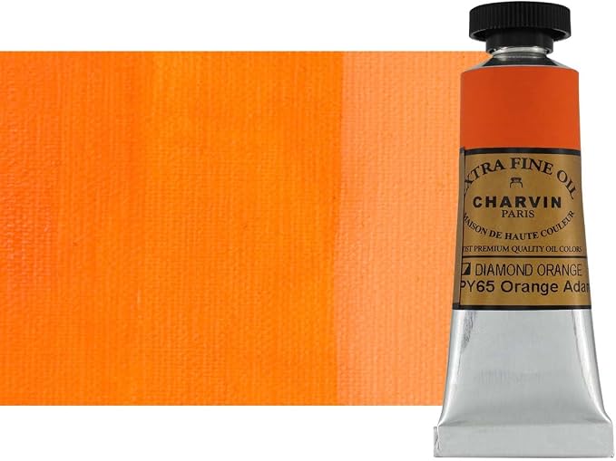 Charvin Extra Fine Oil Paint, Diamond Orange 20 mL - Triple-Milled, Rich Texture, Poppy Oil-Based, Light-Fast, Handmade, Archival Quality