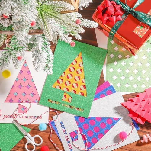 50 Sheets A5 Size Glitter Cardstock 25 Mixed Colors 92lb for Decoration