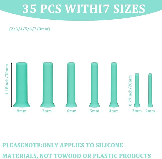 35Pcs Hole Maker for Resin 7 Sizes Drill-Free Silicone Inserts for Epoxy