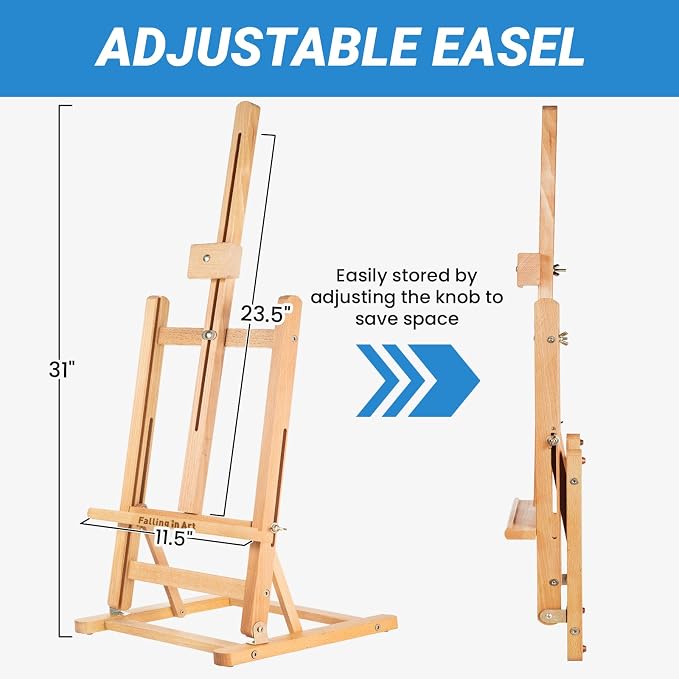 Falling in Art Basic H-Frame Tabletop Easel, Holding Canvas up to 24" High
