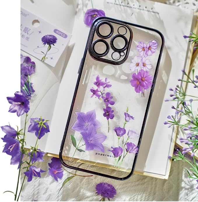 Transparent Pressed Flower Stickers 320 PCS-Dried Resin Leaves- Floral Decorative Scrapbook for Supplies Art Craft Journal Planner Bottles Phone Cases Laptops Decors