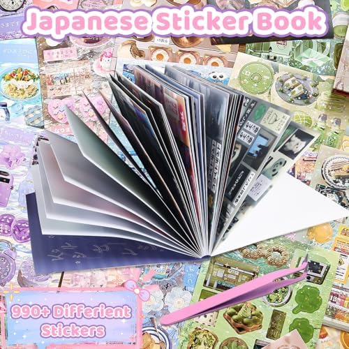 30 Sheets Japanese Sticker Book Manga 990Pcs Scrapbook Stickers Cute Korean Stickers for Journaling Scrapbooking Cartoon Sticker Book for Kids Adult DIY Comic Books