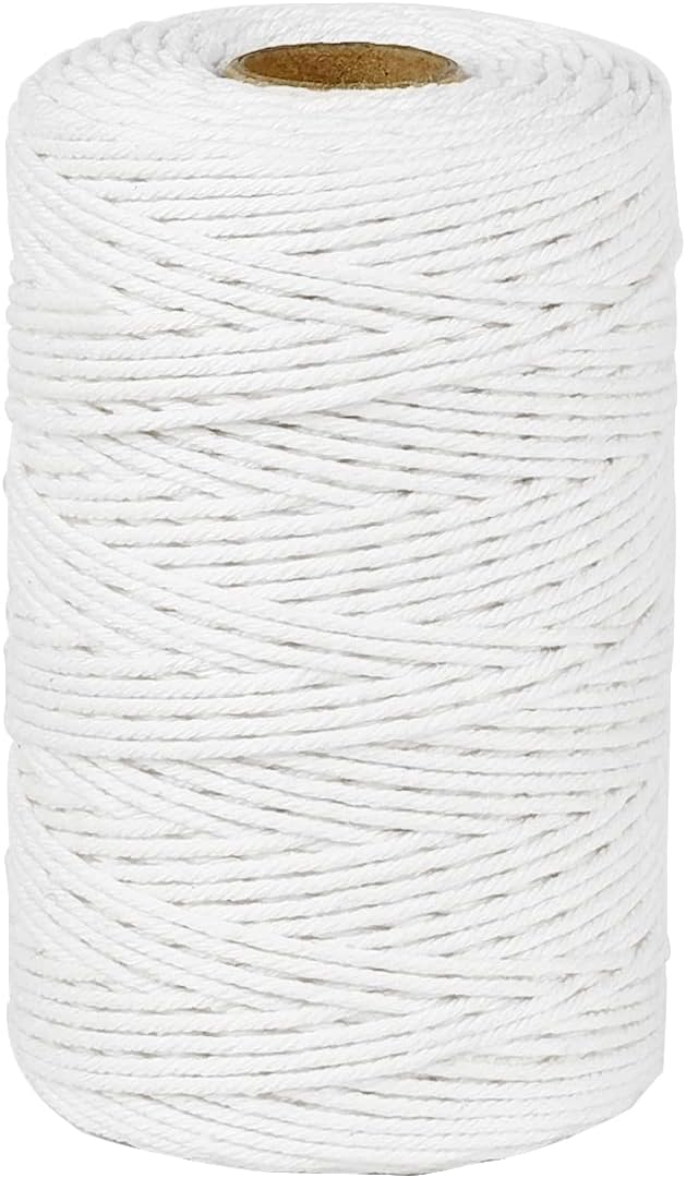 PerkHomy Cotton Butchers Twine String 500 Feet 2mm Twine for Cooking Food Safe Crafts Bakers Kitchen Butcher Meat Turkey Sausage Roasting Gift Wrapping Gardening Crocheting Knitting