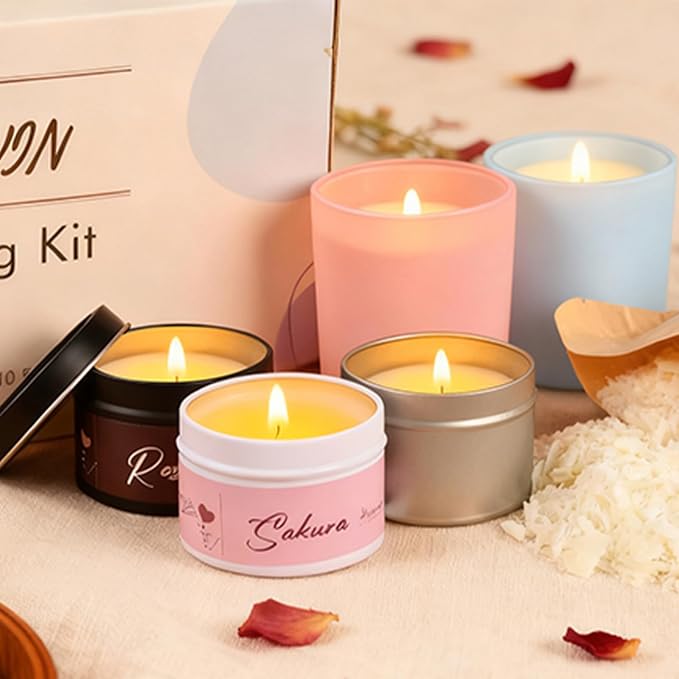 SHOWIN Candle Making Kit, DIY Candle Making Supplies for Adults, Starter Soy Wax Candle Kit with Wax Melter & Tins, Scented Home Decoration