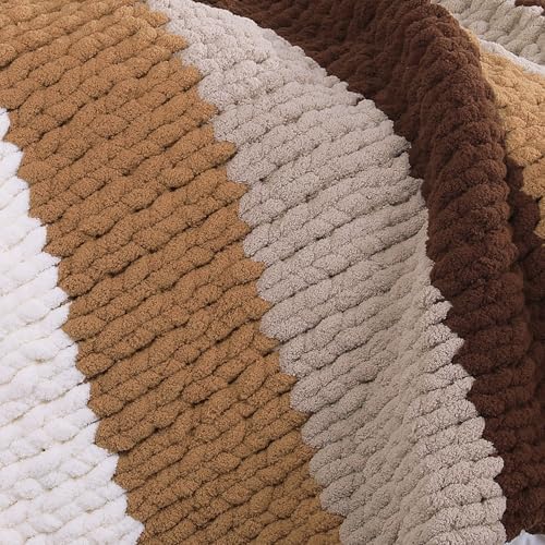 MABOZOO Assorted Chunky Yarn for Hand Knitting 8 Pack, Fluffy Jumbo Chenille Yarn, Soft Plush Yarn Bulky, Giant Thick Fuzzy Yarn for Arm Knitting, Khaki Multi (31.7 yds,8 oz Each Skein)