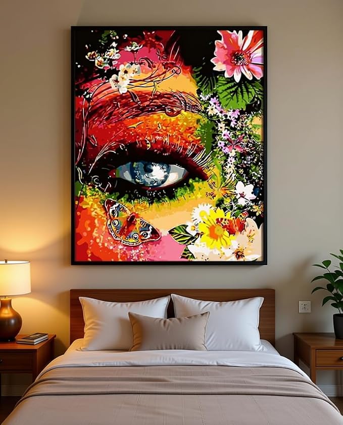 BAISITE Paint by Numbers Kit for Adults Beginners,16" Wx20 L Canvas for Painting Kits for Adults in Colorful Box-Color Eye Mother Earth 8407-Already Stretched on a Wooden Frame
