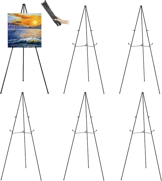 JIUYE 6Pack 63in Easel Stand for Signs,Instant Floor Display Easels | Metal Tripod Poster Stand,Easy Setup and Breakdown Easels for Display Paintings,Adjustable Wedding Sign Stand with Carry bags