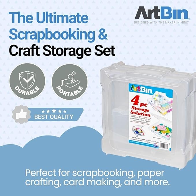 ArtBin 4-Piece Scrapbook Storage Set, Two 12x12 and Two 6x6 Boxes