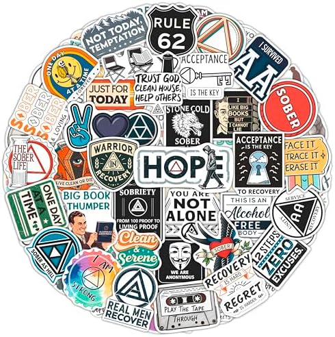 100Pcs Sobriety Stickers Bulk for Water Bottle, Laptop - Recovery Stickers and Decals, Sobriety Gifts for Man, Sober Decals & Party Supplies - Gift for Women & Men