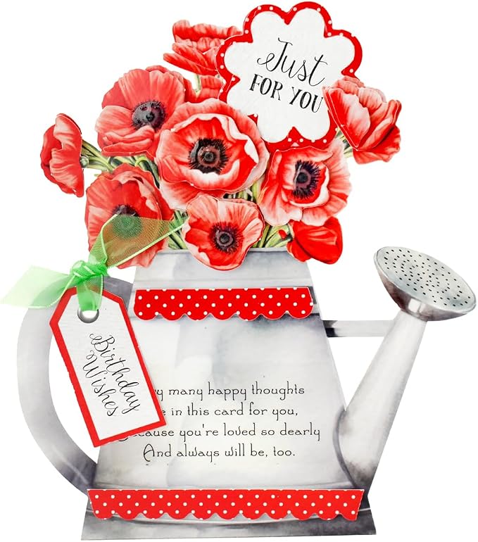 Katy Sue Watering Can Blossoms & Blooms Card Making Kit. 8 Shaped Cards, 3 Sheets of Floral Die Cut Decoupage, 8 Envelopes, Adhesive Foam Pads, & Instructions. For Card Making Supplies & Card Crafting