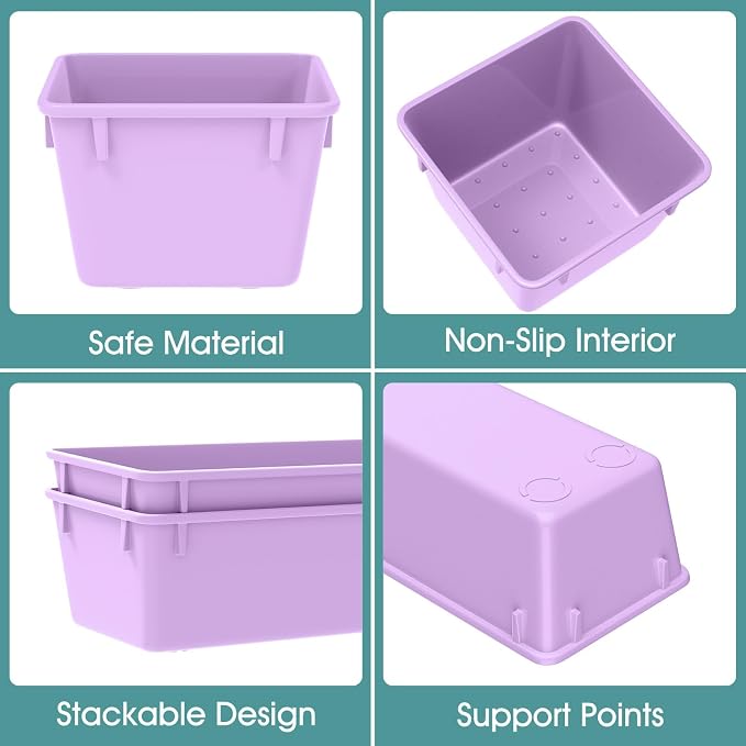 25 PCS Plastic Drawer Organizer Set, Makeup Organizers and Storage Bins | 4 Sizes Desk Drawer Divider Organizers and Storage Bins for Jewelry, Gadgets for Kitchen, Bedroom, Bathroom, Office, Purple