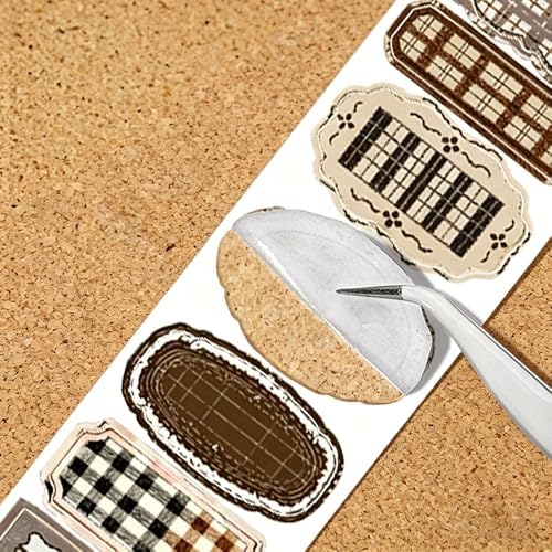 Label Collection Washi Tape Die-Cut Frame Tag Stickers Wide Washitape Vintage Washi Tape for Journaling Scrapbooking Supplies Aesthetic Tapes Scrapbook Washitape Planner Decorative Tapes for Crafts