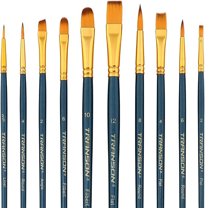 Transon 20pcs Bulk Artist Painting Brush Set for Acrylic Watercolor Gouache Hobby Craft Face Rock Painting Green Black