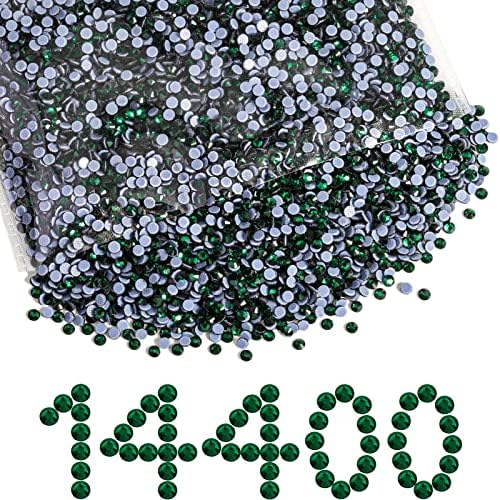 Beadsland Hotfix Rhinestones Bulk, Emerald, SS20, 14400pcs