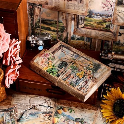 icceemee 160 Sheets Vintage Retro Scrapbook Paper, Junk Journaling Supplies Kit for Bullet Journals, Collage Art, Poster & Room Decor, Card Making, Gift Wrapping
