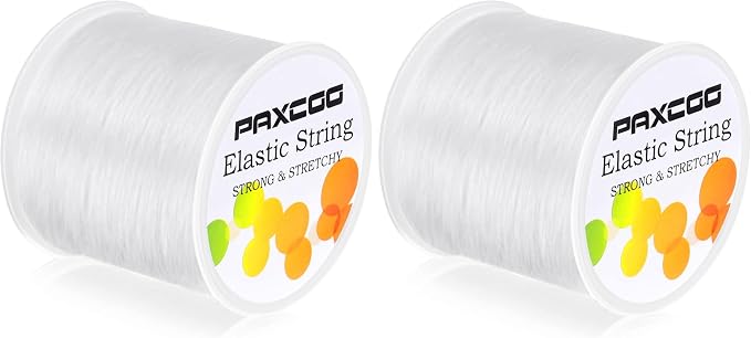 Paxcoo Elastic Bracelet String Cord Stretch Bead Cord for Jewelry Making and Bracelets Making (Pack of 2)