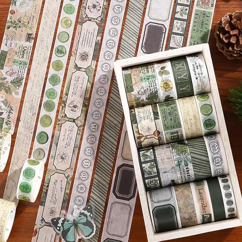 18 Rolls Botanical washi Tape Set for Crafts and Journaling DIY Scrapbooking Supplies Flower washi Tape for Scrapbooking Decorating Tape