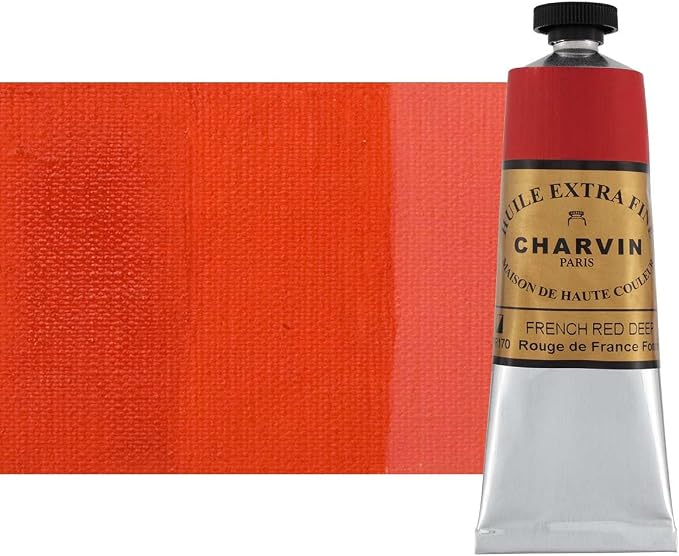 Charvin Extra Fine Oil Paint, French Red Deep 60 ml - Triple-Milled, Rich Texture, Poppy Oil-Based, Light-Fast, Handmade, Archival Quality