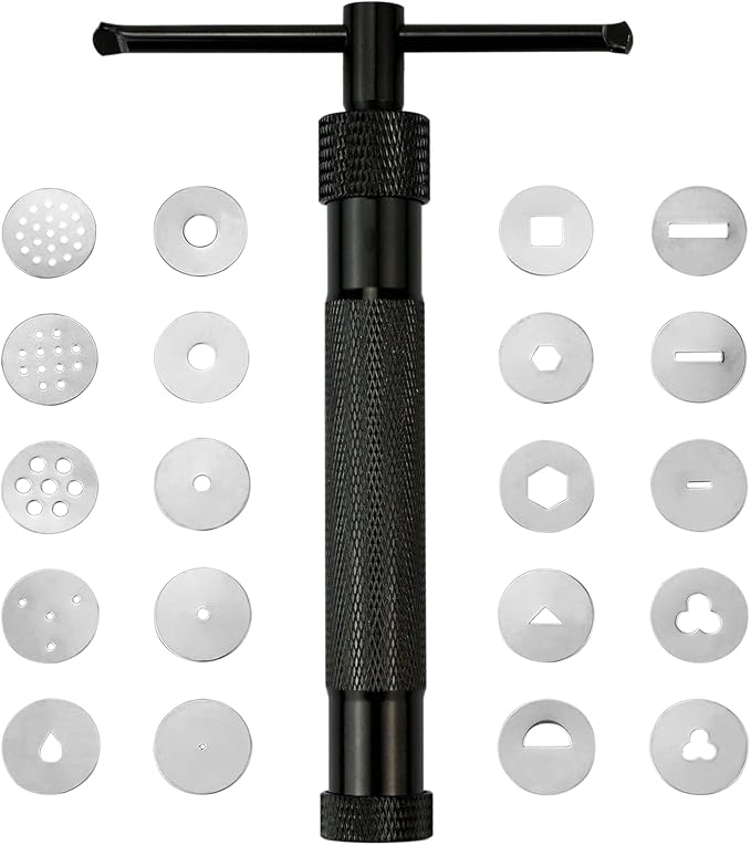 CZWESTC Stainless Steel Clay Extruder with 20 Pattern Discs