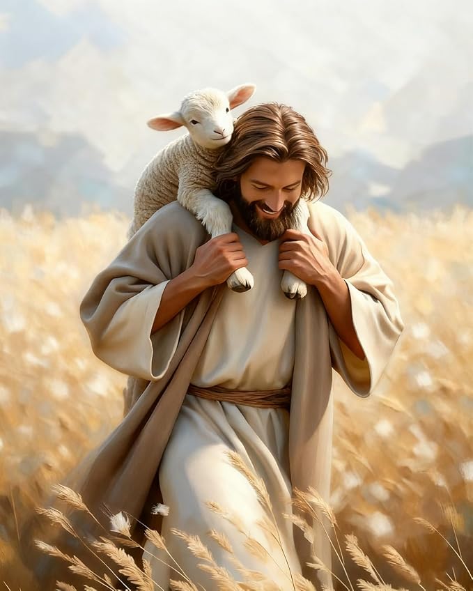 Okarina Paint by Numbers Kit for Adults, Jesus & Lamb Design, 16x20 Inch