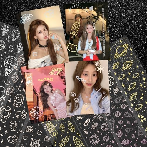 36 Sheets Kpop Holographic Decorative Laser Stickers - Glitter Photocard Stickers with Heart, Butterfly, Bubbles Designs for Arts, Crafts & Photocards