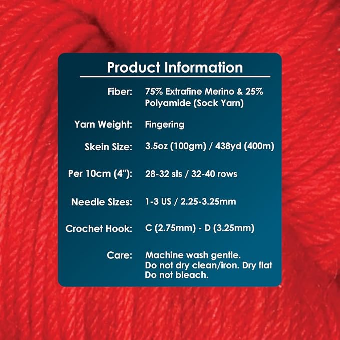 KnitPro Symfonie Fingering Weight Merino Wool Yarn 100g, Scarlet