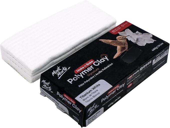 Mont Marte Make n Bake Polymer Clay 400g - Titanium White-3PACK