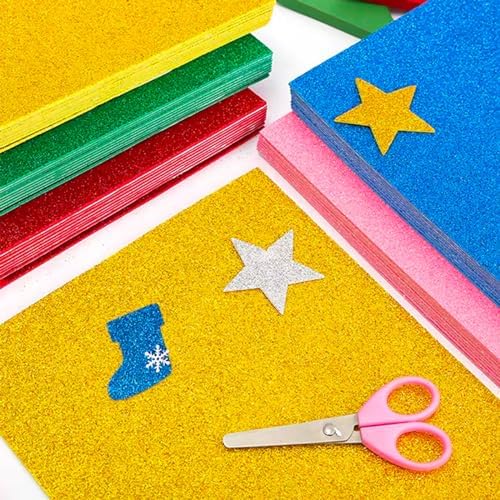 10 Sheets Glitter Paper Sheet for Easter Memorial Flag Father's Day Decor Table Decorations, A4 Cardstock Self-adhesive Paper for Scrapbook DIY Card (White)