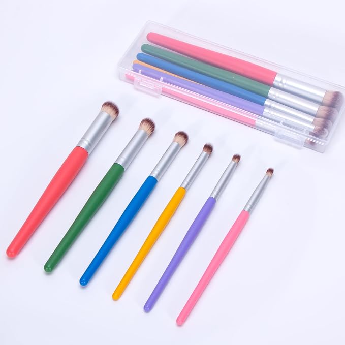 Yoseng Drybrush Set - Premium Art Paintbrush Set for Miniatures, Ideal for Detailing - 6 Different Sizes (6 Color with Case)