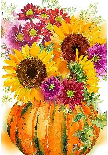 DIAMOND ART CLUB Pumpkin with Sunflowers Diamond Art Kits for Adults