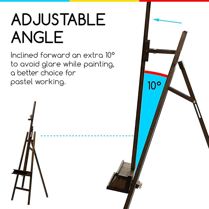 MEEDEN Wooden Artist Easel for Painting: Adjustable Studio Easel for Adults | A-Frame Solid Beech Wood Large Art Easel Stand - Holds Canvas up to 48" - Gray