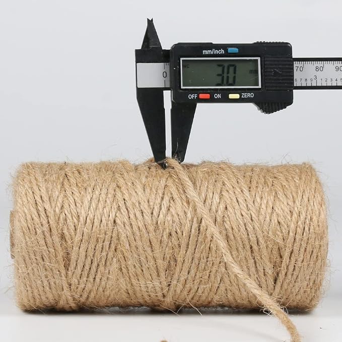 PerkHomy Jute Twine String 3mm 328Ft Natural Thin Ribbon for Craft, Gardening, Wedding Decoration & Packing (328FT * 3mm)