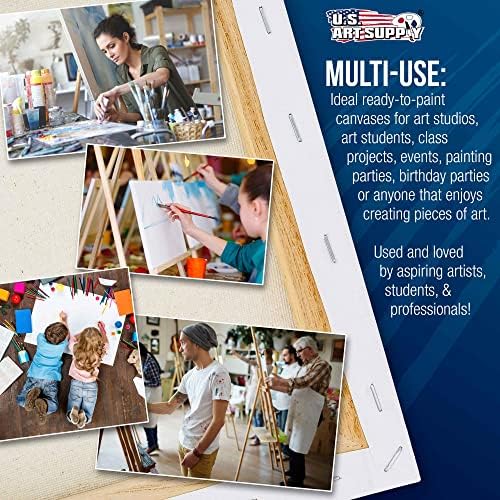U.S. Art Supply 18"x18" Stretched Canvas for Painting, 3/4" Profile, 6-Pack