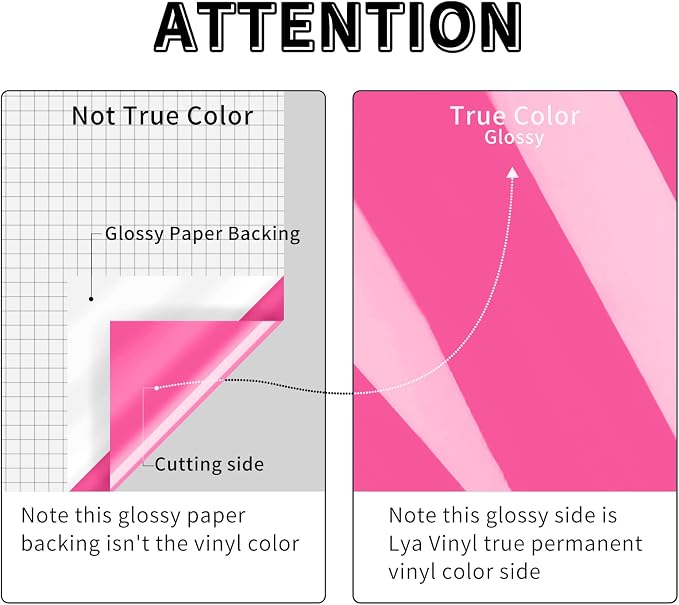 Lya Vinyl 12 Pack Glossy Hot Pink Permanent Vinyl, 12"x12" Self Adhesive Vinyl Sheets for Decor Sticker, Party Decoration, Craft Projects