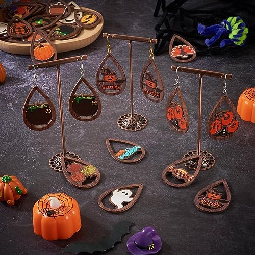 Elecrelive 32Pairs Halloween Earring Set Cartoon Wood Earrings for Women
