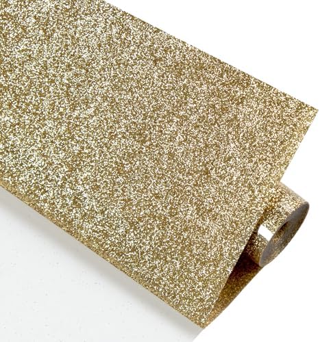 HTVRONT Champagne Gold Glitter HTV, 12" x 10ft Glitter HTV
