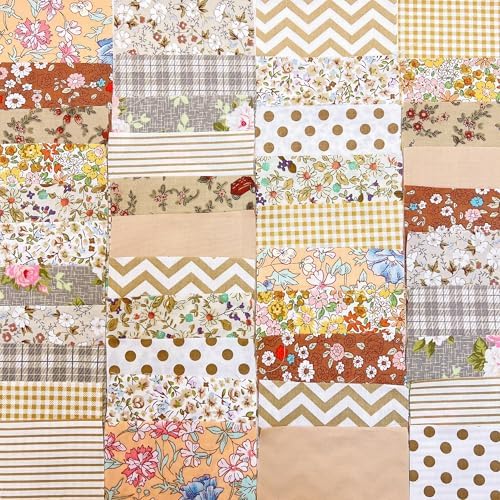 Cotton Fabric DIY Making Supplies Quilting Patchwork Fabric Fat Quarter Bundles DIY for Quilting Cotton Patchwork Cushions (42pcs Brown, 9.8" x 9.8")