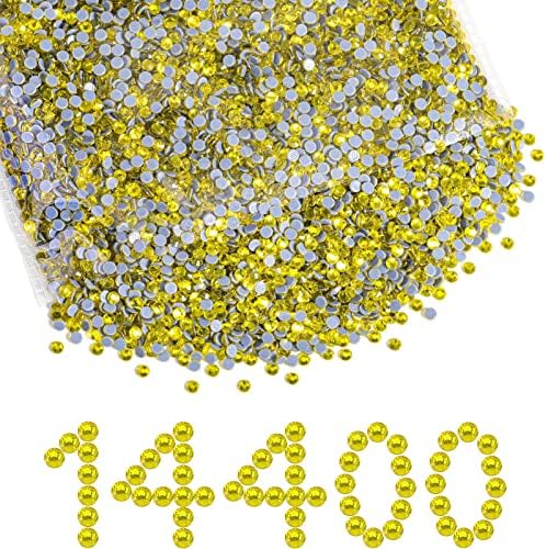 Beadsland Hotfix Rhinestones Bulk, Lemon Yellow, SS12, 14400pcs