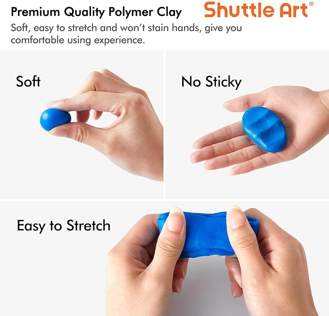 Shuttle Art 82 Colors Polymer Clay Kit, Oven Bake Clay for Kids, 19 Sculpting Tools, 16 Accessories, Non-Toxic, Non-Sticky DIY Crafts for Kids Adults