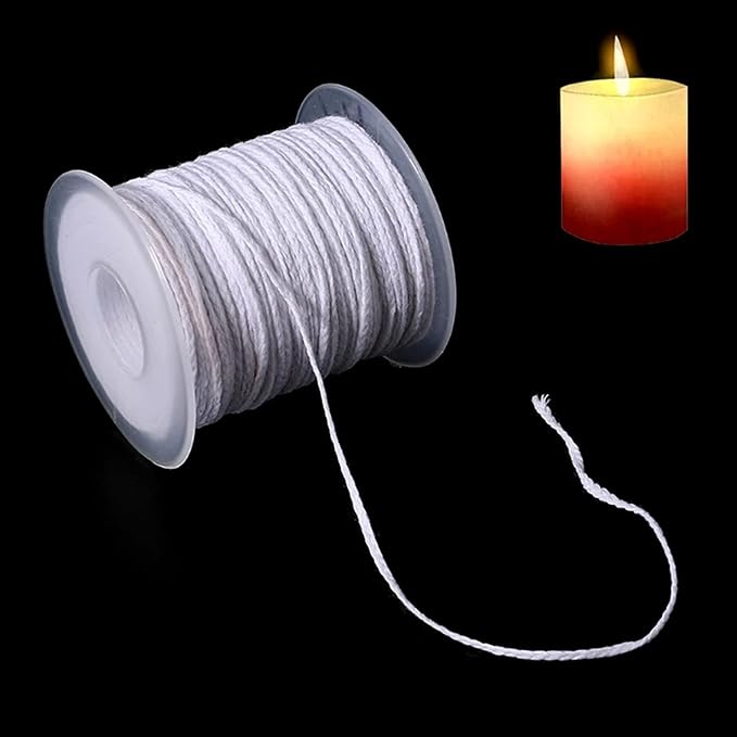 Candle Wicks 100% Natural Cotton, Roll 200 Feet Twine String Spools Braid Candle Non-Smoke Candles Wicks for Candle Making Accessories DIY(1 Roll 200Feet Cotton Wire) Mother' Day+Easter Decor or Gifts
