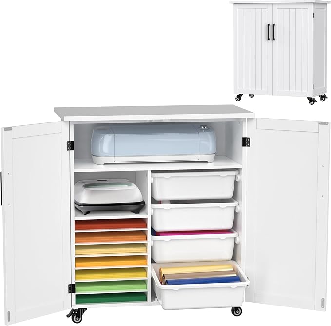 GDLF Craft Cart Compatible with Cricut, Rolling Storage Cabinet